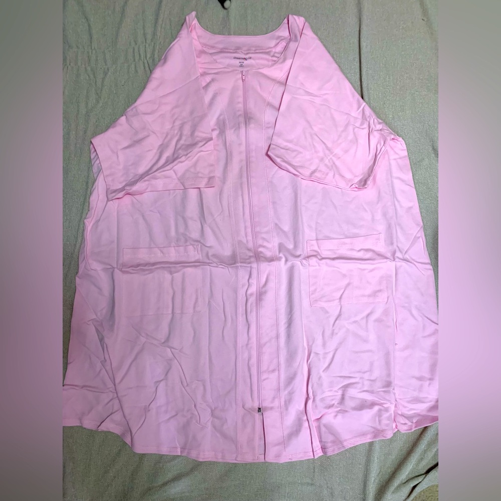 Women’s Pink Dreams Short Sleeve Zip-Up Robe (Size 30/32 3X)